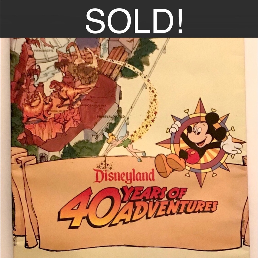 Disneyland 40th Anniversary 1995 Park Map & Stamp
